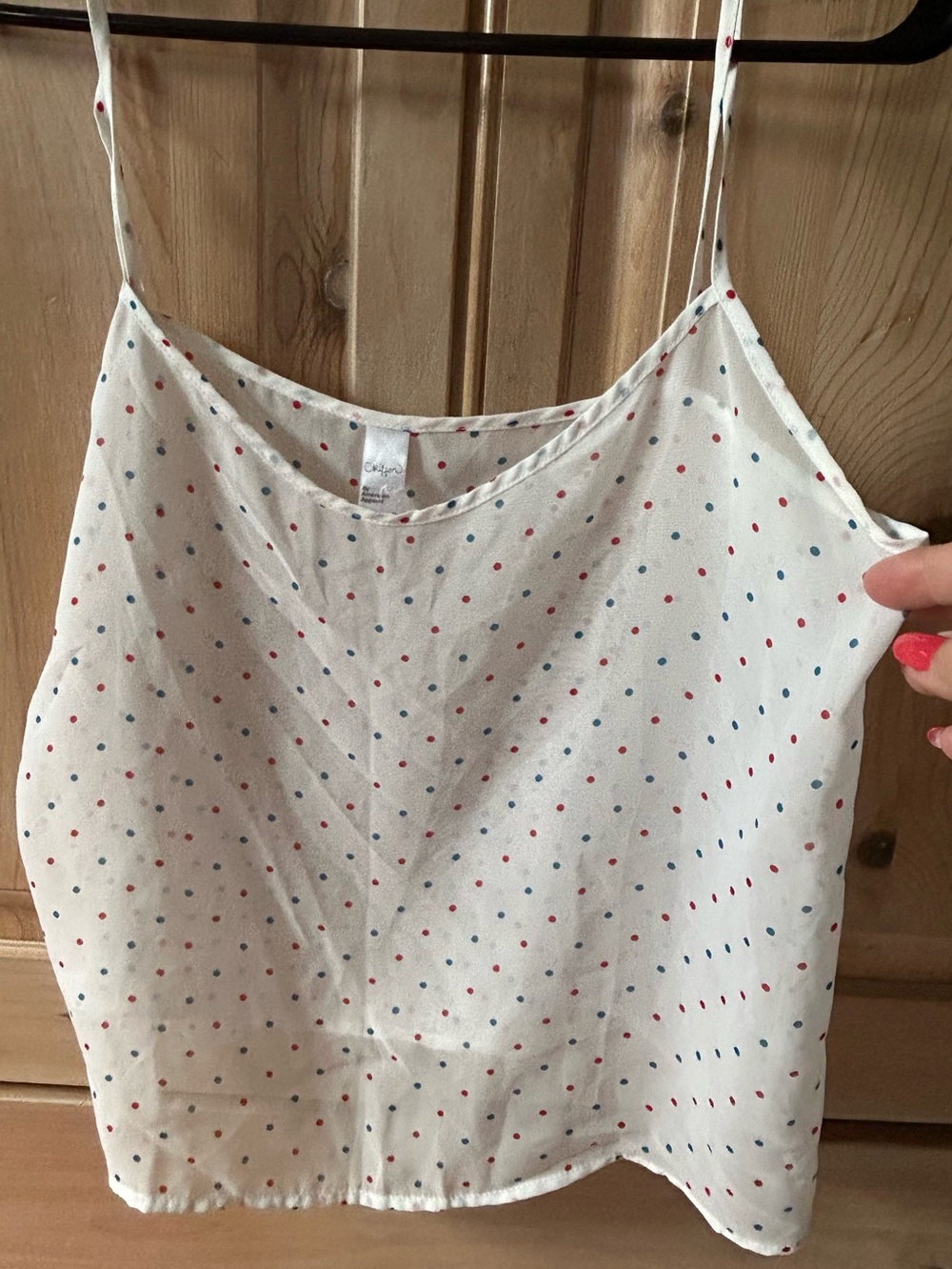 American Apparel White Polka Dot Spaghetti-Strap Camisole Tank Rare